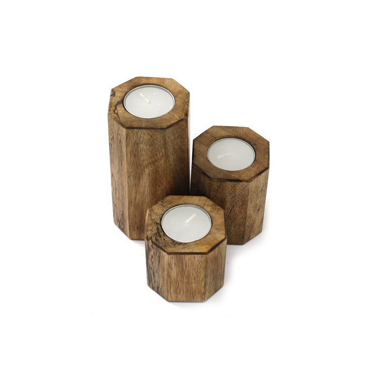 Alpen Home Cannelton 3 Piece Wood Tabletop Tealight Holder Set